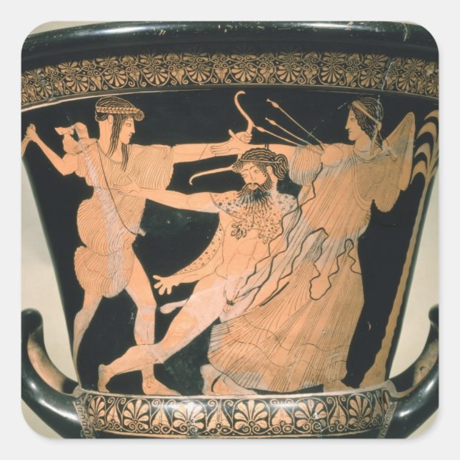 Herakles Struggling, detail from an Attic red-figu Square Sticker (Front)