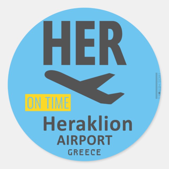 HERAKLION Airport HER Classic Round Sticker (Front)