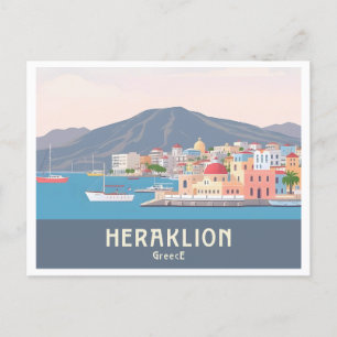 Heraklion Greece Pastel Travel – Venetian Harbour Postcard