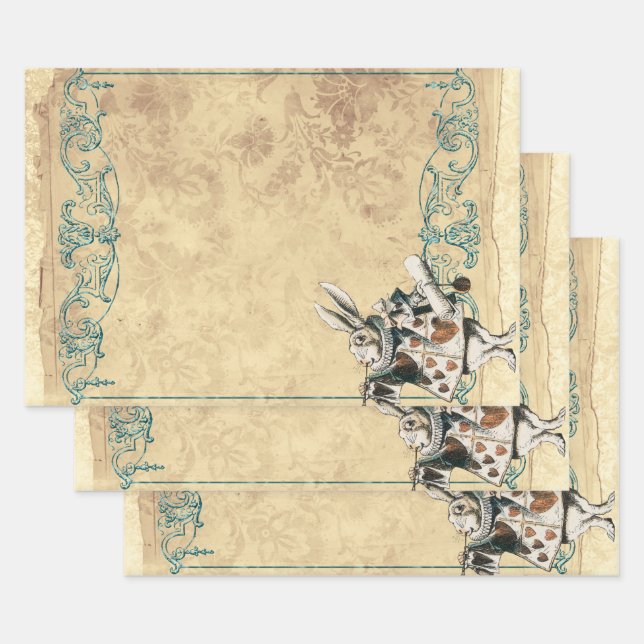 Herald White Rabbit Alice in Wonderland Wrapping Paper Sheet (Set)