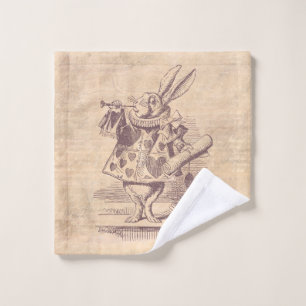 Herald White Rabbit Vintage Alice in Wonderland Wash Cloth