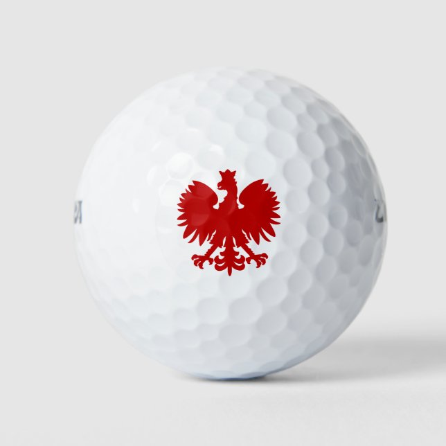 Heraldic Animal Eagle Red Silhouette Crown Golf Balls (Front)