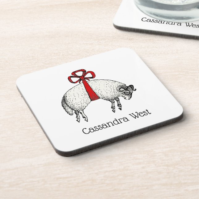 Heraldic Banded Fleece Ram Sheep Crest Emblem Coaster (Left Side)