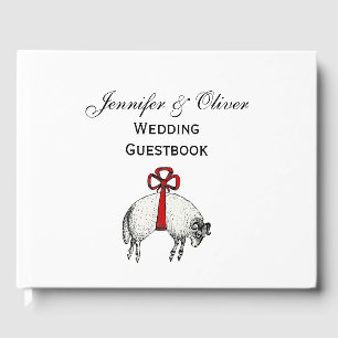 Heraldic Banded Fleece Ram Sheep Crest Emblem Guest Book