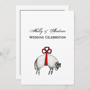 Heraldic Banded Fleece Ram Sheep Crest Emblem Invitation