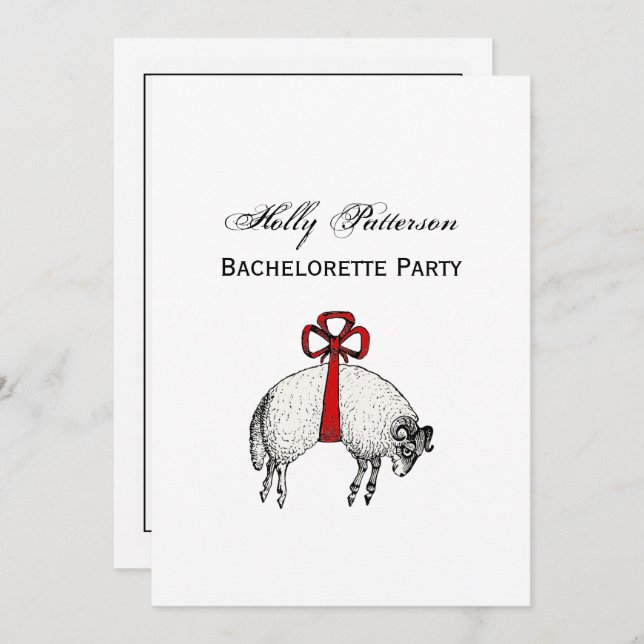 Heraldic Banded Fleece Ram Sheep Crest Emblem Invitation (Front/Back)