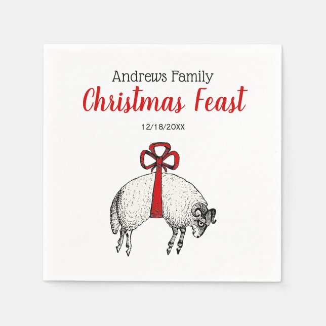 Heraldic Banded Fleece Ram Sheep Crest Emblem Napkin (Front)