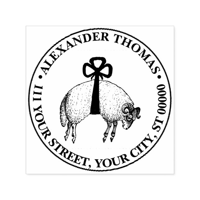 Heraldic Banded Fleece Ram Sheep Crest Emblem Self-inking Stamp (Design)