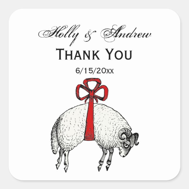 Heraldic Banded Fleece Ram Sheep Crest Emblem Square Sticker (Front)