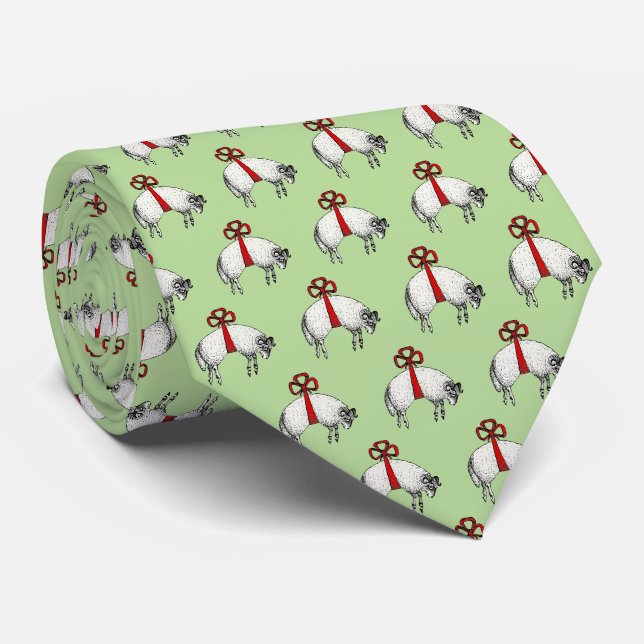 Heraldic Banded Fleece Ram Sheep Crest Emblem Tie (Rolled)