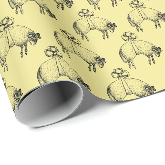 Heraldic Banded Fleece Ram Sheep Crest Emblem Tr Wrapping Paper (Roll Corner)