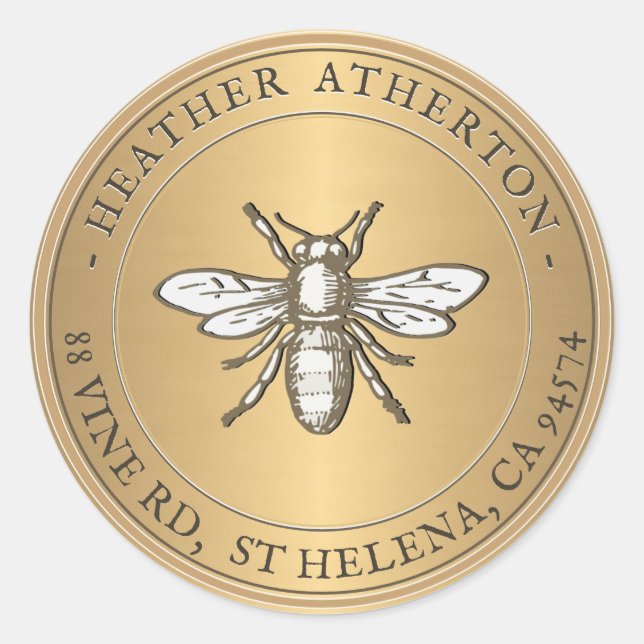 Heraldic Bee Metallic Gold Envelope Seal (Front)
