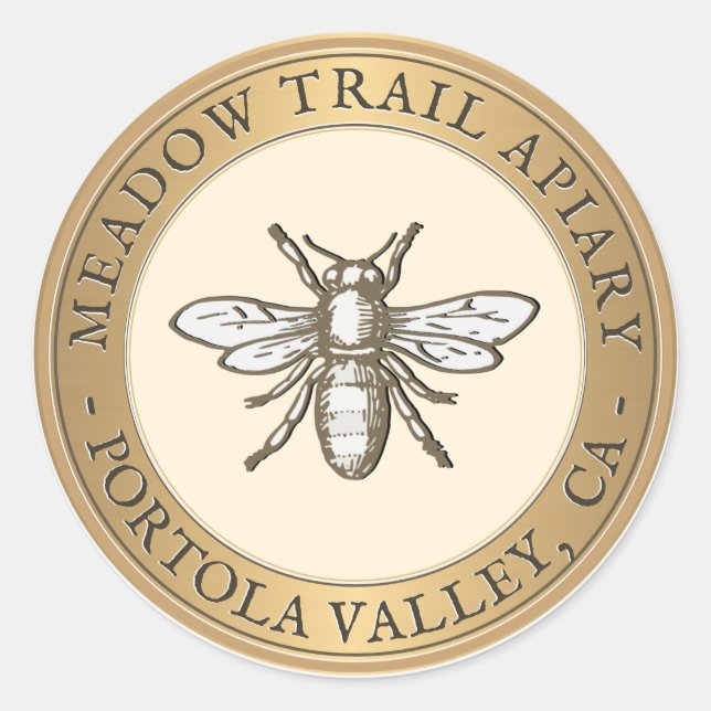 Heraldic Bee Metallic Gold & Ivory Sticker (Front)