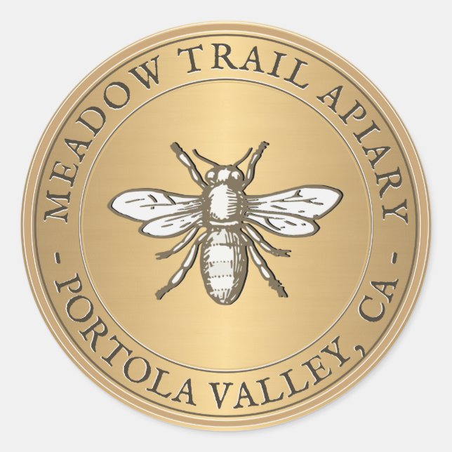 Heraldic Bee Metallic Gold Sticker (Front)