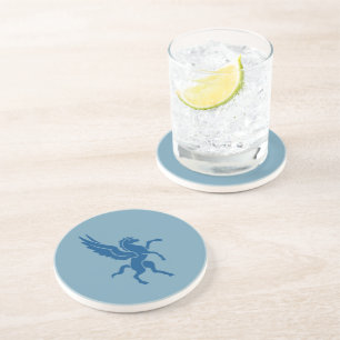 Heraldic Blue Pegasus Coaster