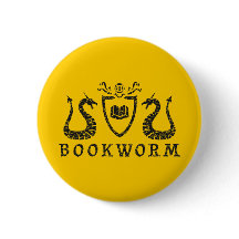 Heraldic Bookworm Button