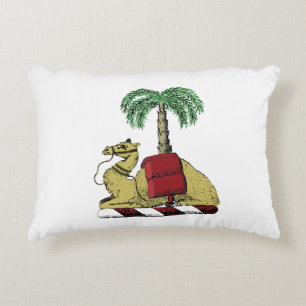 Heraldic Camel Palm Tree Colour Coat of Arms Decorative Cushion