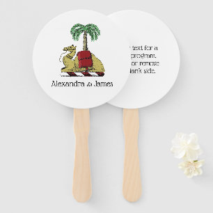 Heraldic Camel Palm Tree Colour Coat of Arms Hand Fan