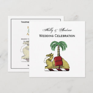 Heraldic Camel Palm Tree Colour Coat of Arms Invitation