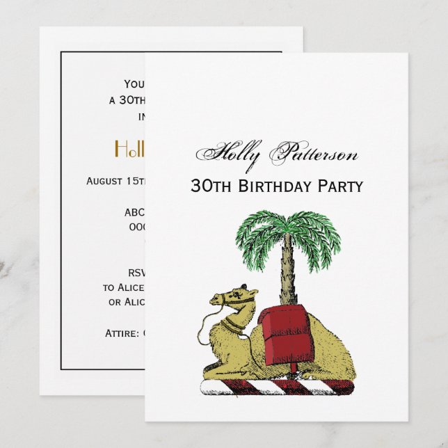 Heraldic Camel Palm Tree Colour Coat of Arms Invitation (Front/Back)