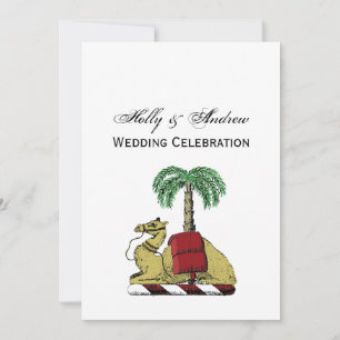 Heraldic Camel Palm Tree Colour Coat of Arms Invitation