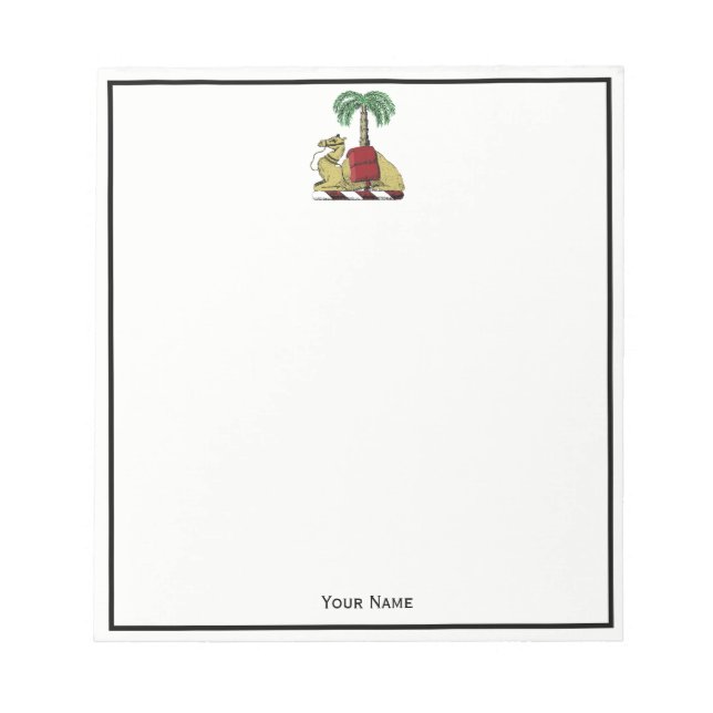 Heraldic Camel Palm Tree Colour Coat of Arms Notepad (Front)