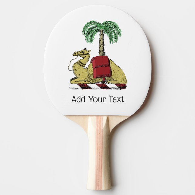 Heraldic Camel Palm Tree Colour Coat of Arms Ping Pong Paddle (Front)