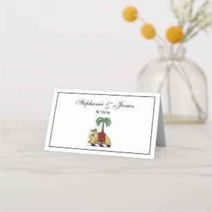 Heraldic Camel Palm Tree Colour Coat of Arms Place Card