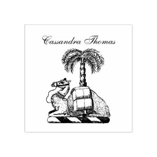 Heraldic Camel Palm Tree Colour Coat of Arms Rubber Stamp