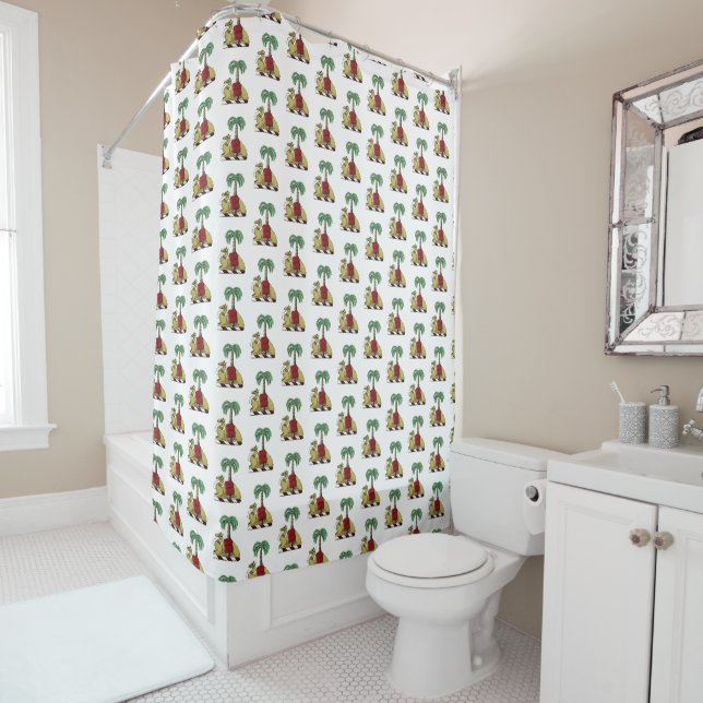 Heraldic Camel Palm Tree Colour Coat of Arms Shower Curtain (In Situ)