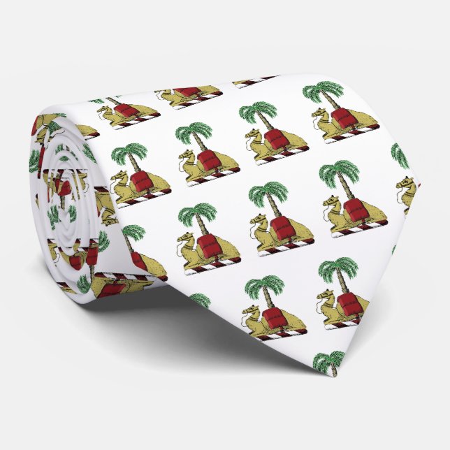 Heraldic Camel Palm Tree Colour Coat of Arms Tie (Rolled)