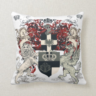 Heraldic coat of arms, crown lion and shileld cushion