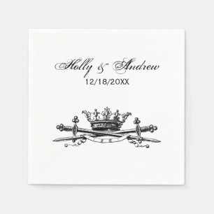 Heraldic Crown Crossed Swords Sabres Emblem Crest Napkin