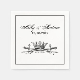 Heraldic Crown Crossed Swords Sabres Emblem Crest Napkin
