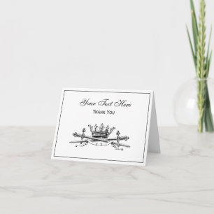 Heraldic Crown Crossed Swords Sabres Emblem Crest Thank You Card
