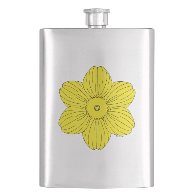 Heraldic Daffodil Hip Flask (Front)