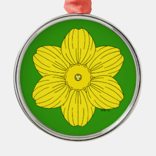 Heraldic Daffodil Metal Tree Decoration