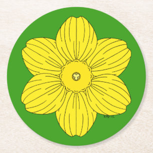 Heraldic Daffodil Round Paper Coaster