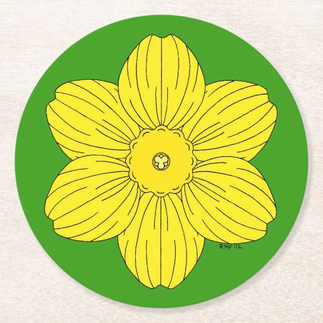 Heraldic Daffodil Round Paper Coaster (Front)