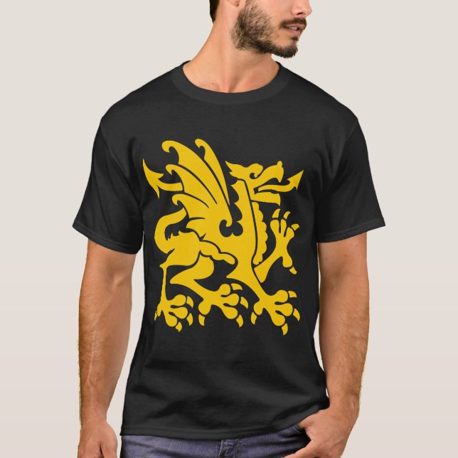 Heraldic Dragon 01 - Amber T-Shirt (Front)