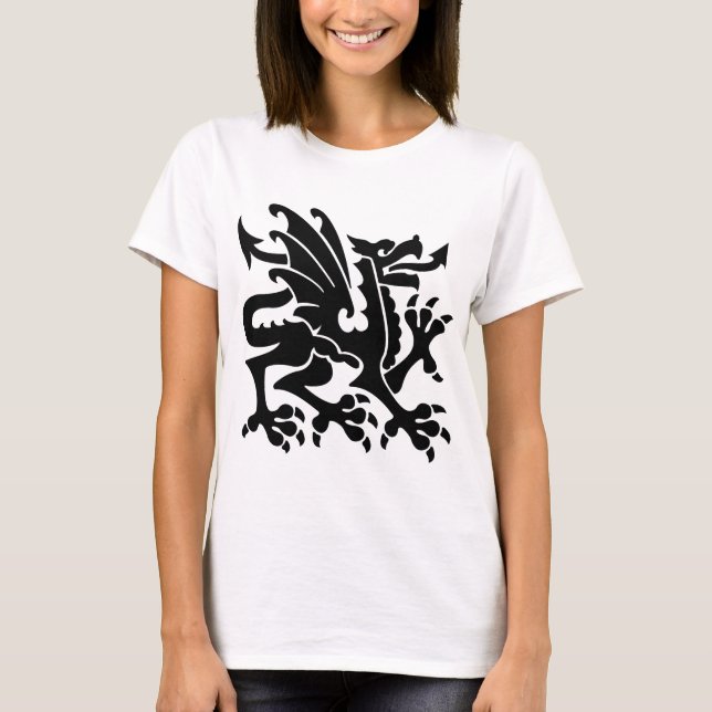 Heraldic Dragon 01 - Black T-Shirt (Front)