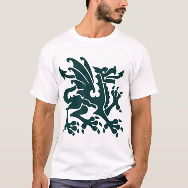 Heraldic Dragon 01 - Dark Green T-Shirt (Front)