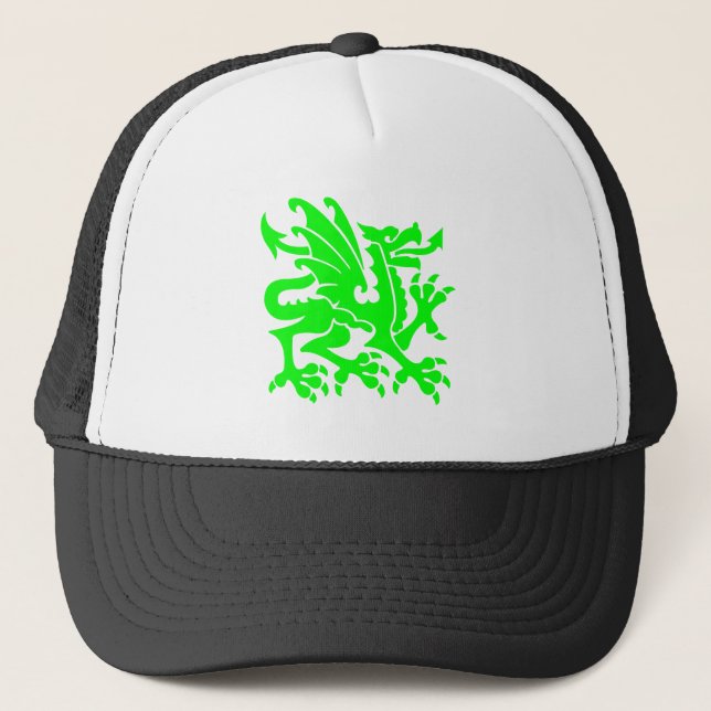 Heraldic Dragon 01 - Green Trucker Hat (Front)