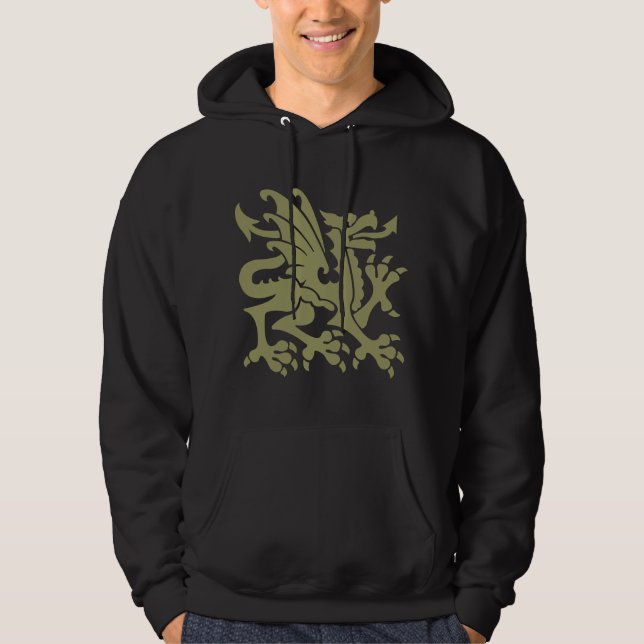 Heraldic Dragon 01 - Khaki Hoodie (Front)
