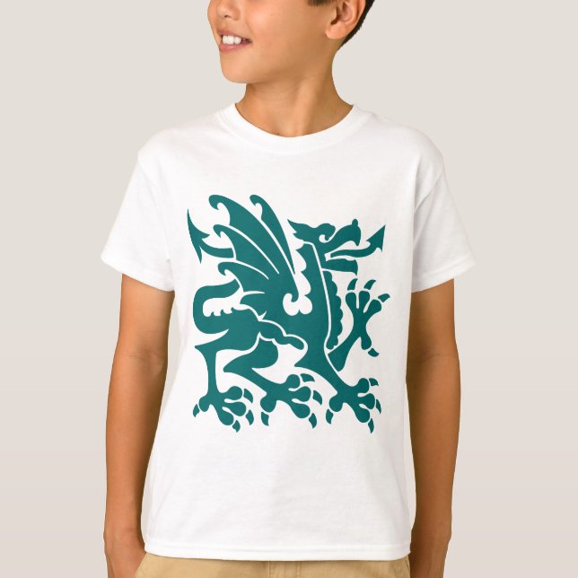 Heraldic Dragon 01 - Moss Green T-Shirt (Front)