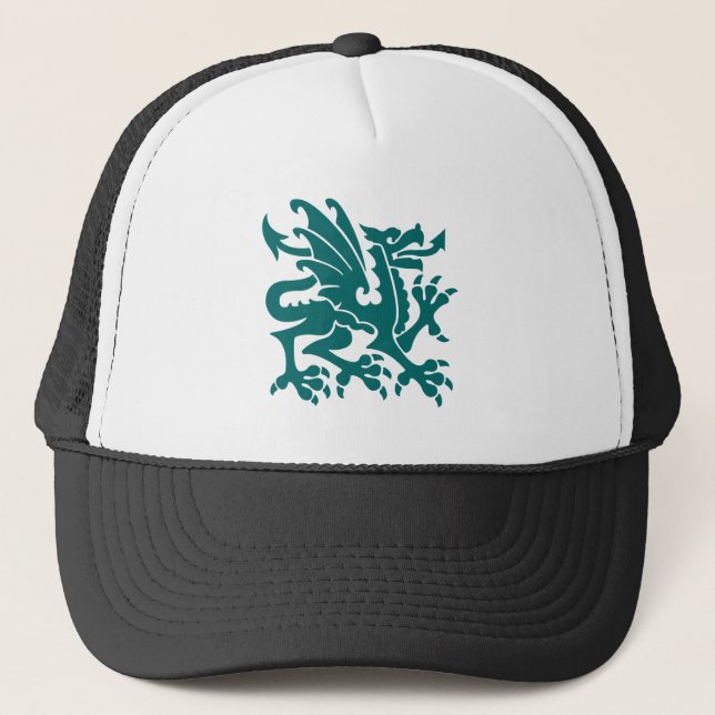 Heraldic Dragon 01 - Moss Green Trucker Hat (Front)