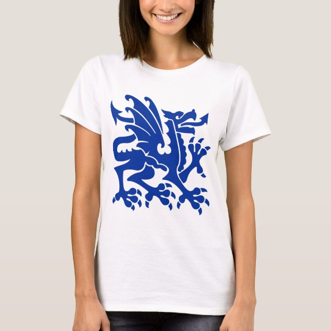 Heraldic Dragon 01 - Navy Blue T-Shirt (Front)