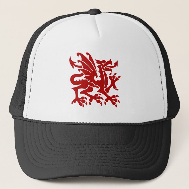 Heraldic Dragon 01 - Ruby Red Trucker Hat (Front)