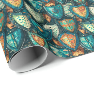 Heraldic Fantasy Shields D&D Protection Wrapping Paper