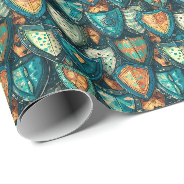 Heraldic Fantasy Shields D&D Protection Wrapping Paper (Roll Corner)
